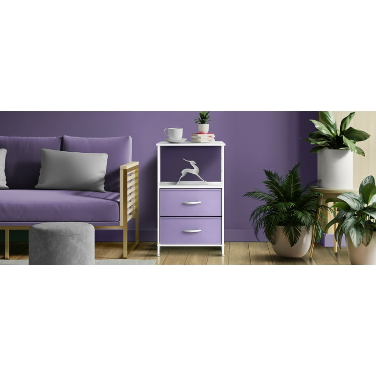 Sorbus Nightstand 2 Drawer Storage Dresser Kids Teens Boys Girls Bedroom Furniture Accent End Table Chest College Dorm Steel Frame Wood Shelf