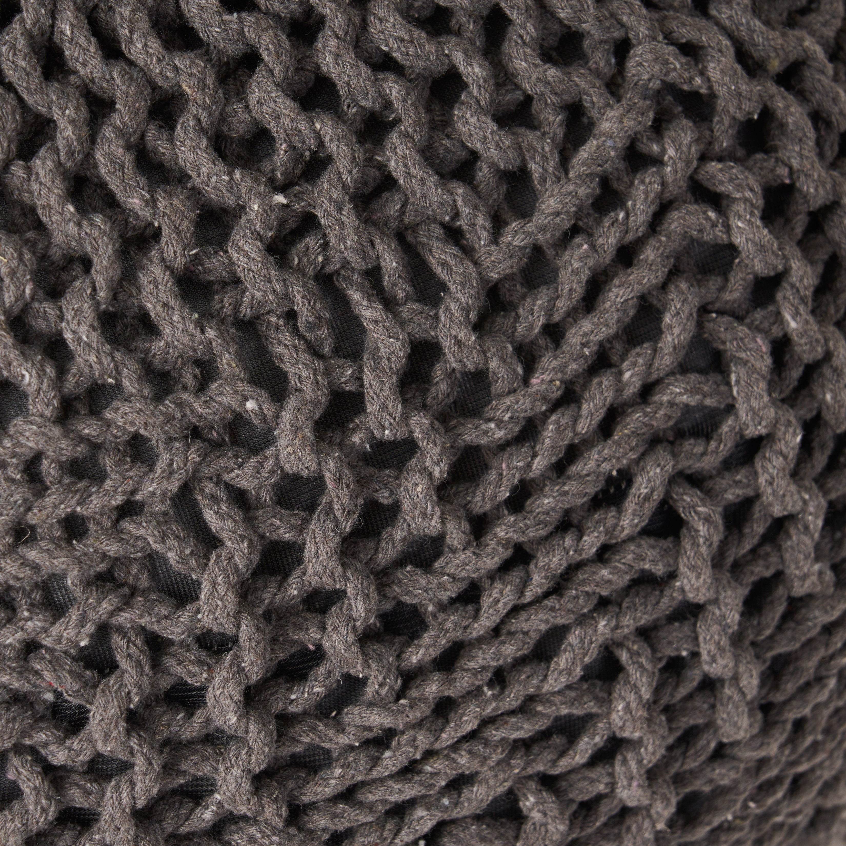 Statham Cotton Knitted Round Pouf, Dark Gray, 20" x 14"