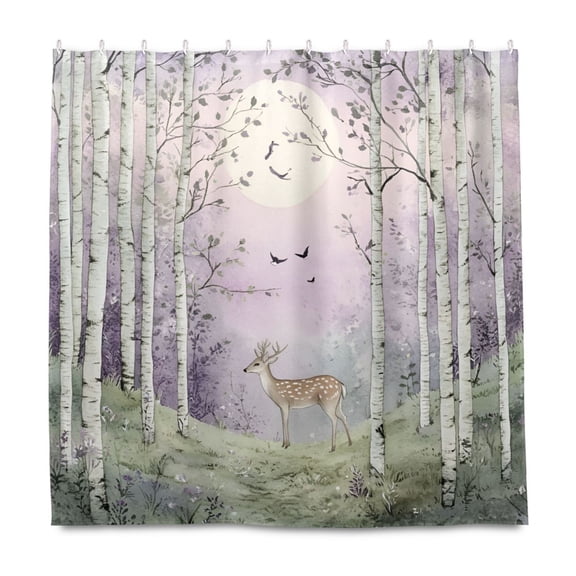 Yayeee Shower Curtain with Hooks 72"x72" Waterproof Fabric Bathroom Hanging Decor, Purple Deer