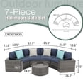 thumbnail image 5 of JOIVI 7-Piece Outdoor Patio Furniture Set, Sectional Half-Moon Sofa, Coffee Table, 4 Pillows, Blue Cushion, with Waterproof Cover, for Garden, Backyard, Porch, Sunroom or Pool, 5 of 7