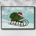 thumbnail image 2 of Christmas Holly Hedgehog Sledding - Framed Gallery Wrapped Holiday Canvas - 25 x 37 - Black Frame, 2 of 8