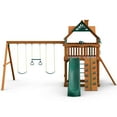 Gorilla Playsets Navigator Wooden Swing Set with Monkey Bars, Builtin Picnic Table, and Swing