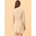 thumbnail image 4 of Unique Bargains Femmes Peter Pan Col Suisse Points à Manches Longues Rétro Mini Robe, 4 of 5