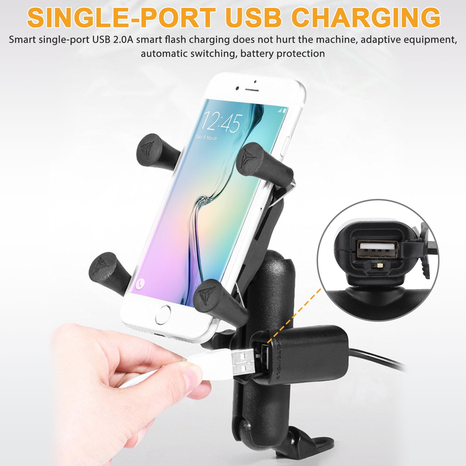 Aluminum Alloy Bicycle /& Motorcycle Cell Phone Mount Holder with 360/° Rotation for Phones 4-6.5 Inch Black Phone Holder for Bike