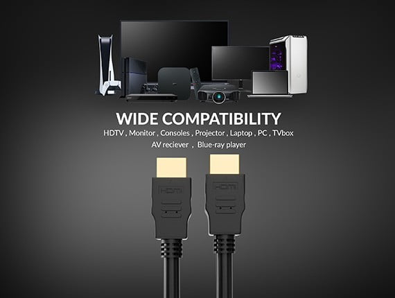 Cable Leader 25ft High Speed HDMI Cable with Ethernet, 4K Support, 28 AWG, Black