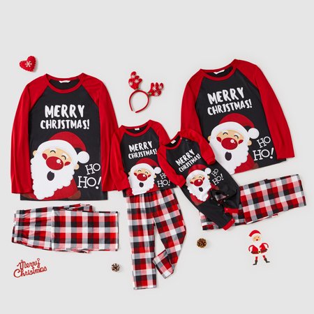PatPat Christmas Cartoon Santa and Letter Print Red Family Matching ...