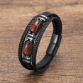 thumbnail image 2 of Tiger Eye Bracelet Men's Multi-layer Leather Rope Stainless Steel, 2 of 2