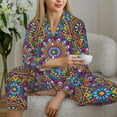 thumbnail image 6 of Saiise Mandala Print Women Soft Pajama Sets,Long Sleeve Sleepwear Button Up 2-Piece Pjs Lounge Sets-X-Large, 6 of 7
