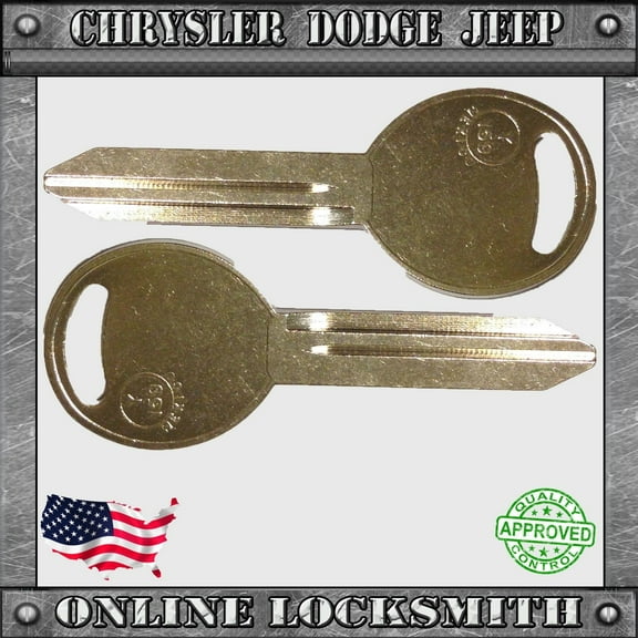 2 New Replacement Ignition Keys For Chrysler, Dodge, Jeep, Car & Truck Y159 Y157