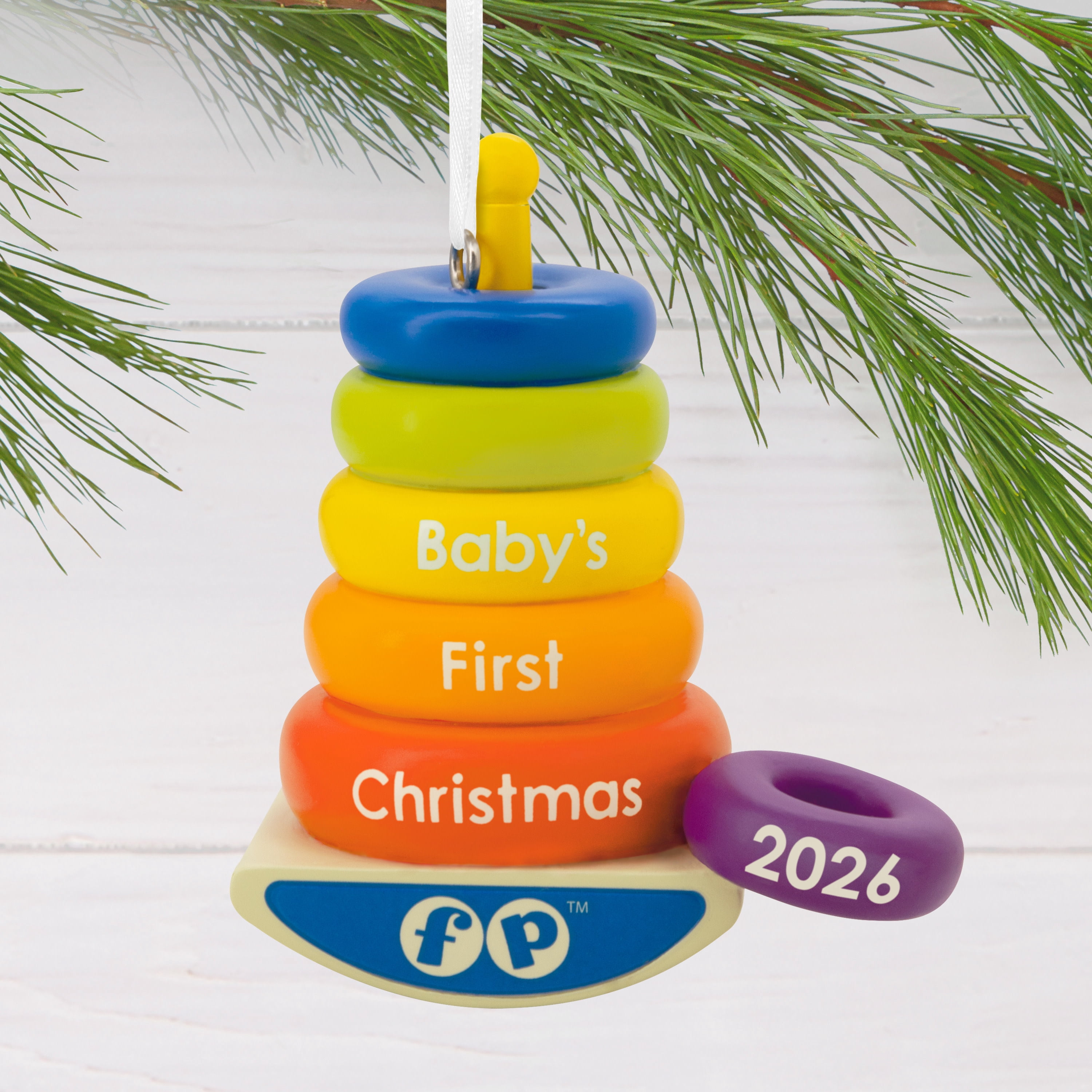 Hallmark Ornament (Fisher-Price Rock-A-Stack Baby's 1st Christmas), 1 Count