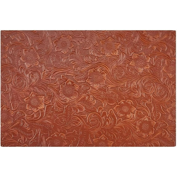 Genuine Leather Fabric 12x8 Inch Embossed Sheets 1.6mm Thick Retro Floral Grained Leathercloth Pre Cut Pieces Rectangle Hides for DIY Arts Jewelry Making Sienna SiennaDIY