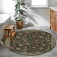 thumbnail image 3 of Sage Green Floral Boho Round Area Rug 4Ft Washable Circle Rugs for Bedroom Dining Room, Ethnic Tribe Abstract Art Flower Non-Slip Carpet Floor Mats Indoor Outdoor Carpet Runner Aesthetic Home Decor, 3 of 8