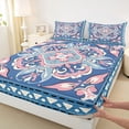 thumbnail image 4 of jejeloiu Boho Mandala Queen Sheets For Men Women,Geometric Pattern Queen Sheet Sets,Blue Pink White,4-Piece,1 Flat Sheet, 1 Fitted Sheet and 2 Pillowcases, 4 of 6