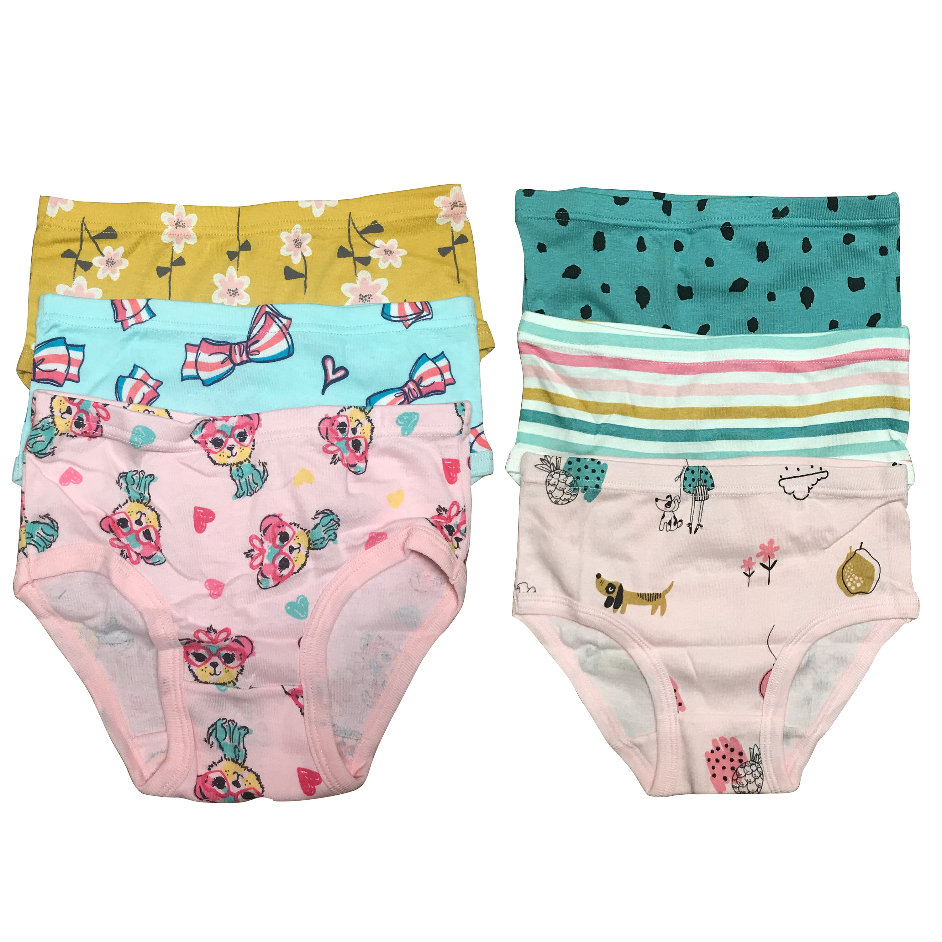 B&Q Comfy and Cute Cotton Briefs for Toddler Little Girls 6Pack