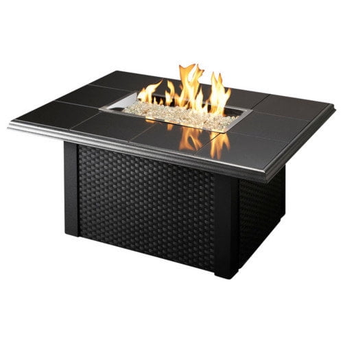 Outdoor Great Room Napa Valley Firepit Table Black with Wicker Base by Outdoor Great Room
