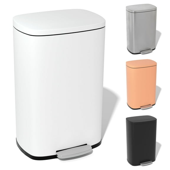 YRLLENSDAN Garbage Can 13 Gallon Tall Kitchen Trash Can with Lid Stainless Steel Trash Can 13 Gallon Kitchen Foot Step Trash Cans for Kitchen Office Bedroom Bathroom