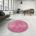 thumbnail image 4 of Ahgly Company Machine Washable Indoor Rectangle Traditional HotPink Area Rugs, 7' x 10', 4 of 7