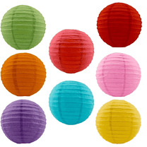 Paper Lanterns (8-Inch (20 cm) Assorted Color Multicolor, Set of 8) - Rice Paper Chinese/Japanese Hanging Decorations - for Home Decor, Parties, and Weddings