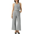 thumbnail image 2 of INSPIRE CHIC Women's  Two Piece Casual Sleeveless Crop Top V Neck Wide Leg Pants Sweatsuits M Grey, 2 of 6