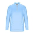 thumbnail image 5 of Wyobmus Men's 1/4 zip Sweatshirts Long Sleeve Winter Warm Tops Casual Loose-Fitting Semi Mock Neck Sweatshirts with Pocket Light Blue, 5 of 6
