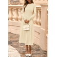 thumbnail image 3 of PRETTYGARDEN Women's Long Sleeve Midi Sweater Dress Fall Crewneck Knit A Line Pleated Wedding Guest Winter Dresses, 3 of 6