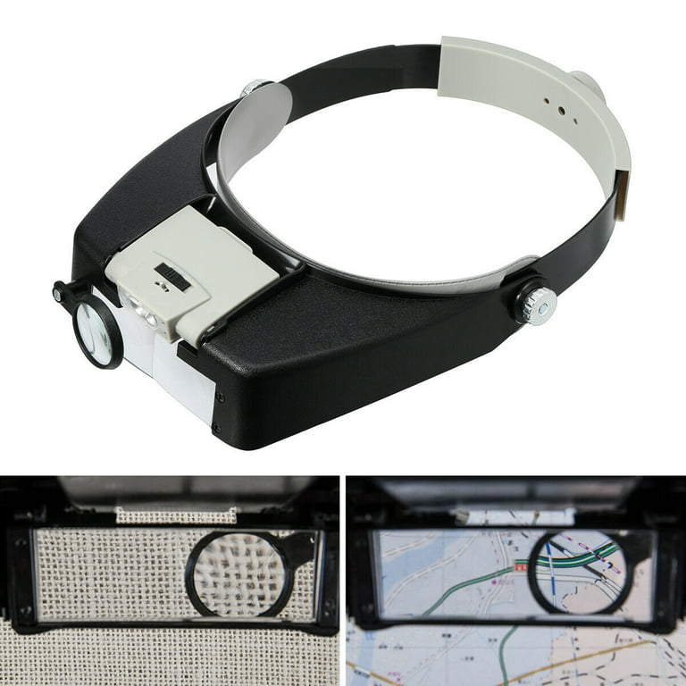 Headset Headband Magnifier 1X-3.5X Magnifying Glass Reading/Reparing Loupe  Glasses With LED Light