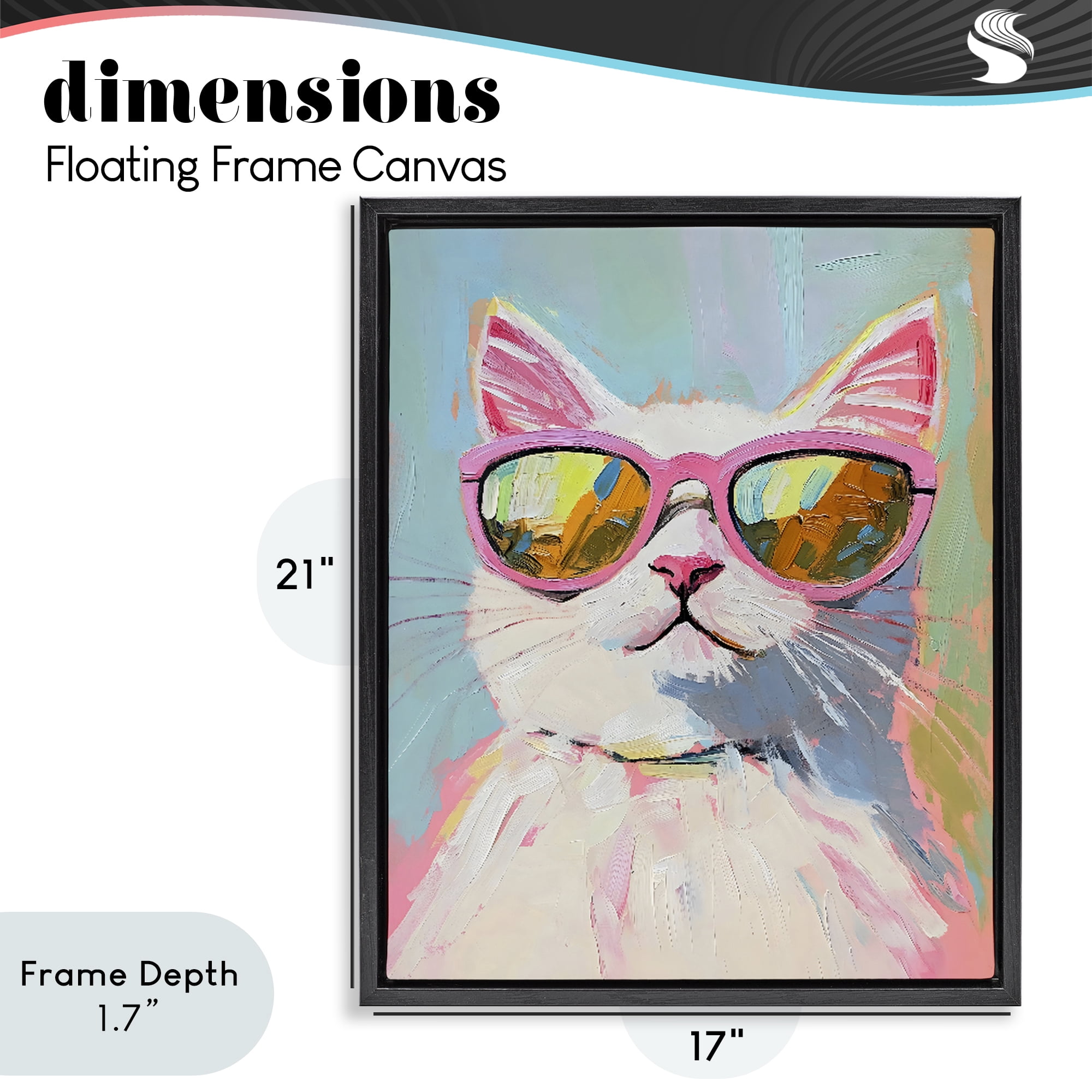Stupell Industries Cool Cat in Sunglasses Black Framed Floater Canvas Wall Art, design by The Prints Vibe