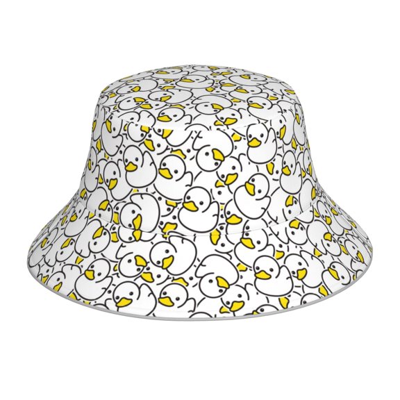 Kll Ducky Bucket Hat for Women Men Packable Travel Beach Sun Hat Outdoor Rave Accessories Reflective Fisherman Cap