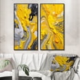thumbnail image 1 of Designart "Cosmic Vibrations in Yellow and Grey II" Abstract Framed Wall Art Set Of 2 - Yellow Abstract Framed Canvas Set For Living Room Decor, 1 of 6
