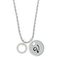 thumbnail image 1 of Delight Jewelry Silvertone Joshua 1:9 Eternity Ring Silvertone Script Initial Disc - V - Charm Necklace, 20"+3", 1 of 4