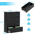 thumbnail image 3 of 52inch High 4 Drawer Metal Lateral Filing Cabinet - File Cabinets, Lockable Storage, Organizes Hanging Files (Letter/Legal/F4/A4 Size), Requires Assembly, 3 of 6