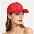 thumbnail image 6 of Adjustable Leather Peaked Cap, Unisex Classic Baseball Cap, Solid Color Outdoor Sun Shade Hat, Durable Wear Resistant Headwear for Outing Shopping Outdoor Activity Retro Fashion Casual Cap,RD1, 6 of 9