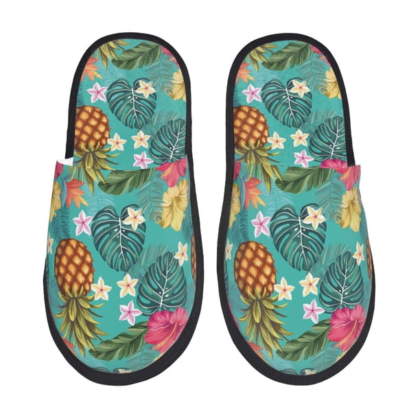 Fotbe Pineapple Pantuflas Peludas para Mujer con Estampado, Zapatillas de Peluche, Zapatos de Invierno para Casa, Uso Interior y Exterior-Medium