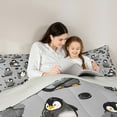 thumbnail image 5 of Homewish Cartoon Grey Penguin Bedding Comforter Set, Ice Hockey Sports Twin Comforter Sets, Kawaii Animal Reversible Bedding Set, Microfiber Bedroom Decor, 2-Piece, 5 of 8