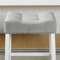 thumbnail image 6 of Roundhill Furniture Morovo Velvet Counter Height Stools Saddle Seats, Set of 2, Gray, 6 of 7
