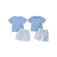 thumbnail image 2 of Conjunto de ropa de verano para niños pequeños: camiseta de manga corta con bordado de peces y pantalones cortos con cintura elástica (2 piezas)., 2 of 9