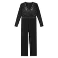 thumbnail image 3 of TSSOE Kids Boys Gymnastics Leotard Lyrical Dance Bodysuits Costume Rhinestones Long Sleeve Patchwork V-collar Jumpsuit Black 8, 3 of 5