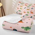 thumbnail image 4 of Homewish Cartoon Dinosaur Quilt King,Stars Polk Pots King Coverlet Set,Pink,3 Pieces, 4 of 7