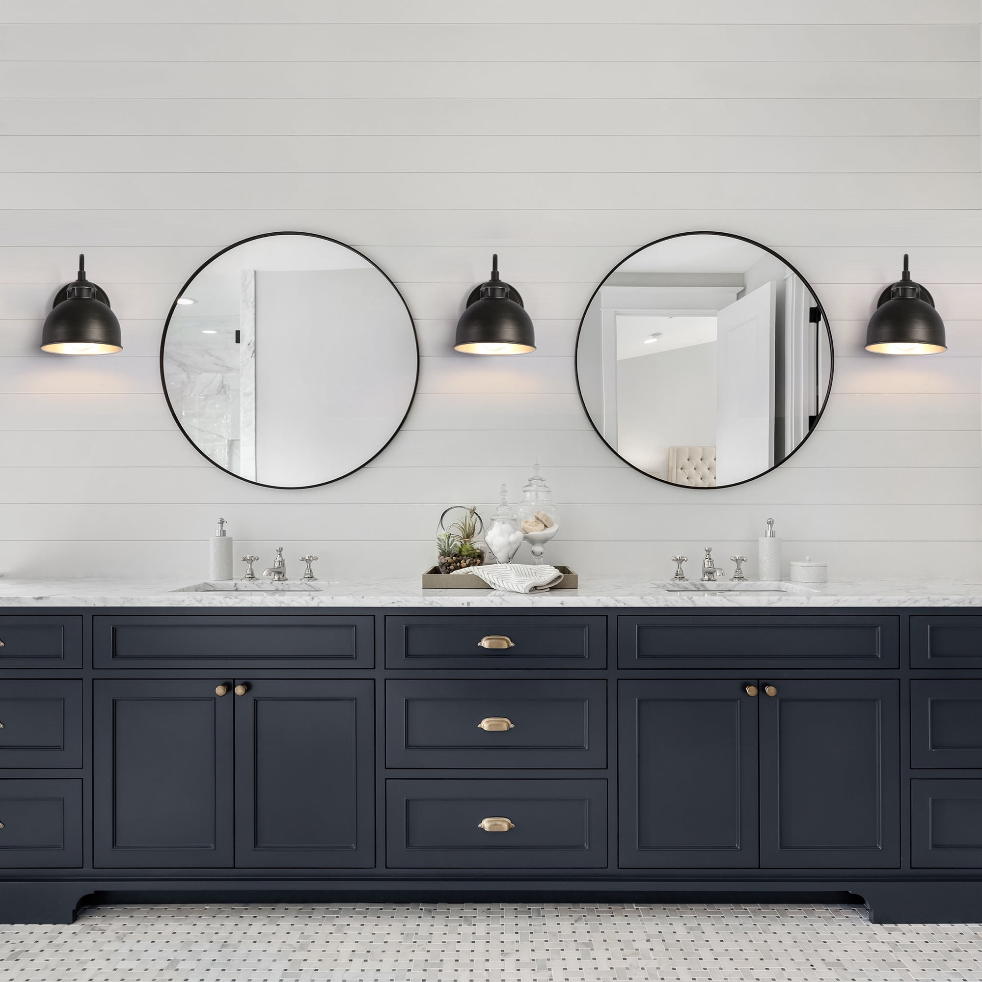LNC Donnish 6.6-in W 1-Light Brushed Black Industrial LED Wall Sconce