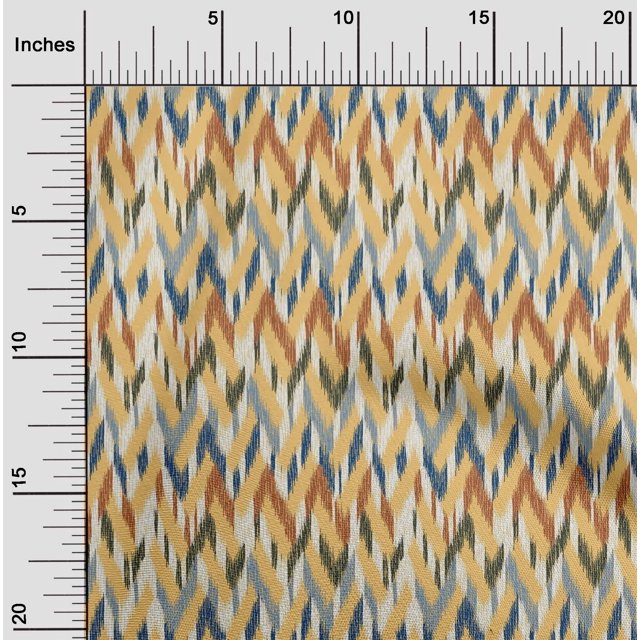 oneOone Tissu Polyester Lycra Chevron Imprimé Ikat au Mètre 56 Pouces de Large