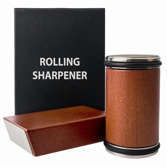 Rolling Knife Sharpener - Adjustable Tungsten Steel Magnetic Roller Sharpening Stone for Kitchen Knives (Wooden)