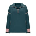 thumbnail image 4 of Makaor Sweatshirts for Women Zip Mock Neck Tops Lightweight Long Sleeve Pullover Solid Casual Fall Clothes Green XL, 4 of 6