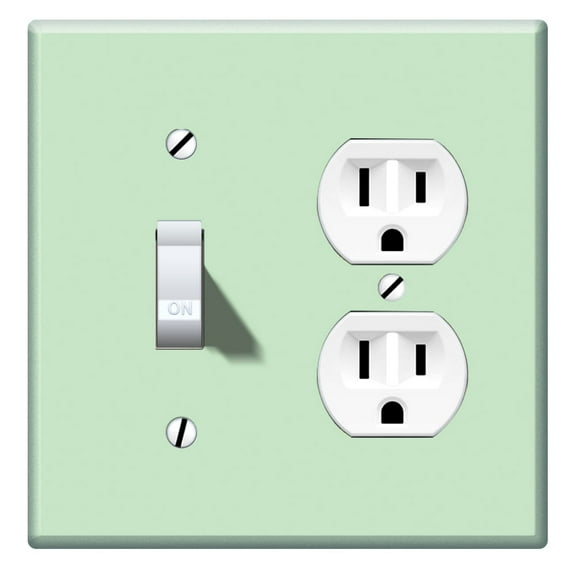 WIRESTER Double 1-Gang Toggle Light and 1-Gang Duplex Outlet Switch Plate/Wall Plate Cover, Solid Mint Green