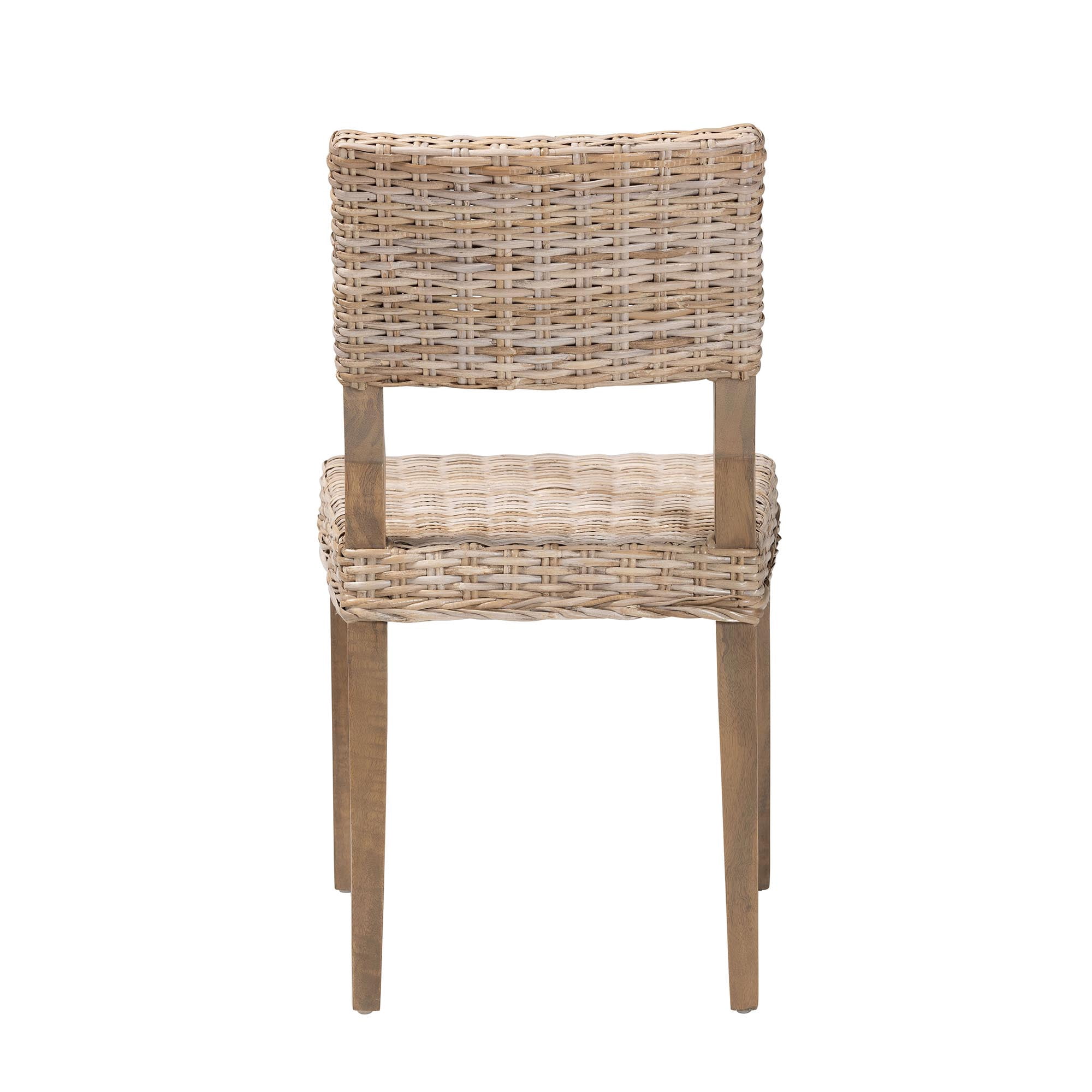 bali & pari Barossa Boho Dining Chair, Handwoven Natural Kubu Rattan, Grey