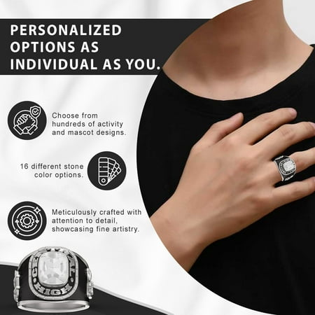 Keepsake Personalized Men's Square Class Ring for High School and College
