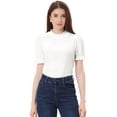 thumbnail image 1 of Camisa con cuello de volantes para mujer Blusa de terciopelo de manga corta blanco M, 1 of 5