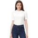 thumbnail image 1 of Camisa con cuello de volantes para mujer Blusa de terciopelo de manga corta blanco M, 1 of 5