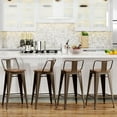 26" Swivel Bar Stools Counter Height Stools with Backs Wood Seat