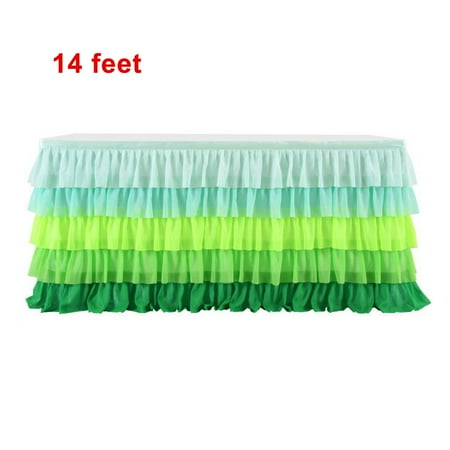 

Table Skirt Layers Table Cloth Chiffon Decoration Tablecloth Cover for Wedding Party Gradient Pink 6 Feet
