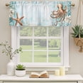 thumbnail image 2 of Coastal Nautical Curtain Valances for Windows, Kitchen Valance Window Treatments Panel 2 Pack, Octopus Beach Starfish Sea Rod Pocket Short Curtains for Bathroom Bedroom 54 x 18 Inch, 2 of 8